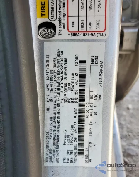 2019 Ford Fiesta S from USA, damaged, VIN 3FADP4AJ6KM135260